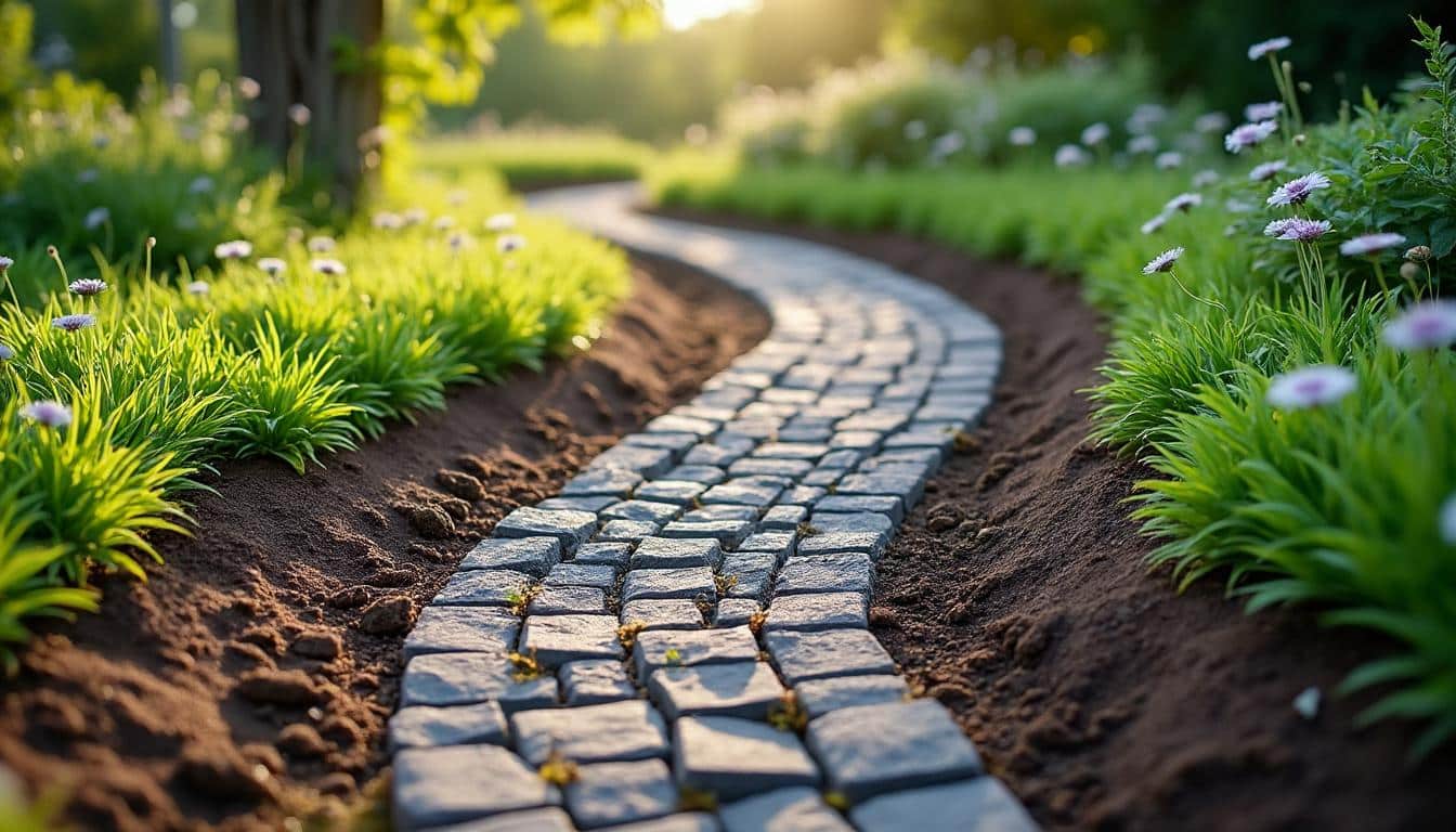 Allée en gravier : stabilisation et drainage sur une pente réussis