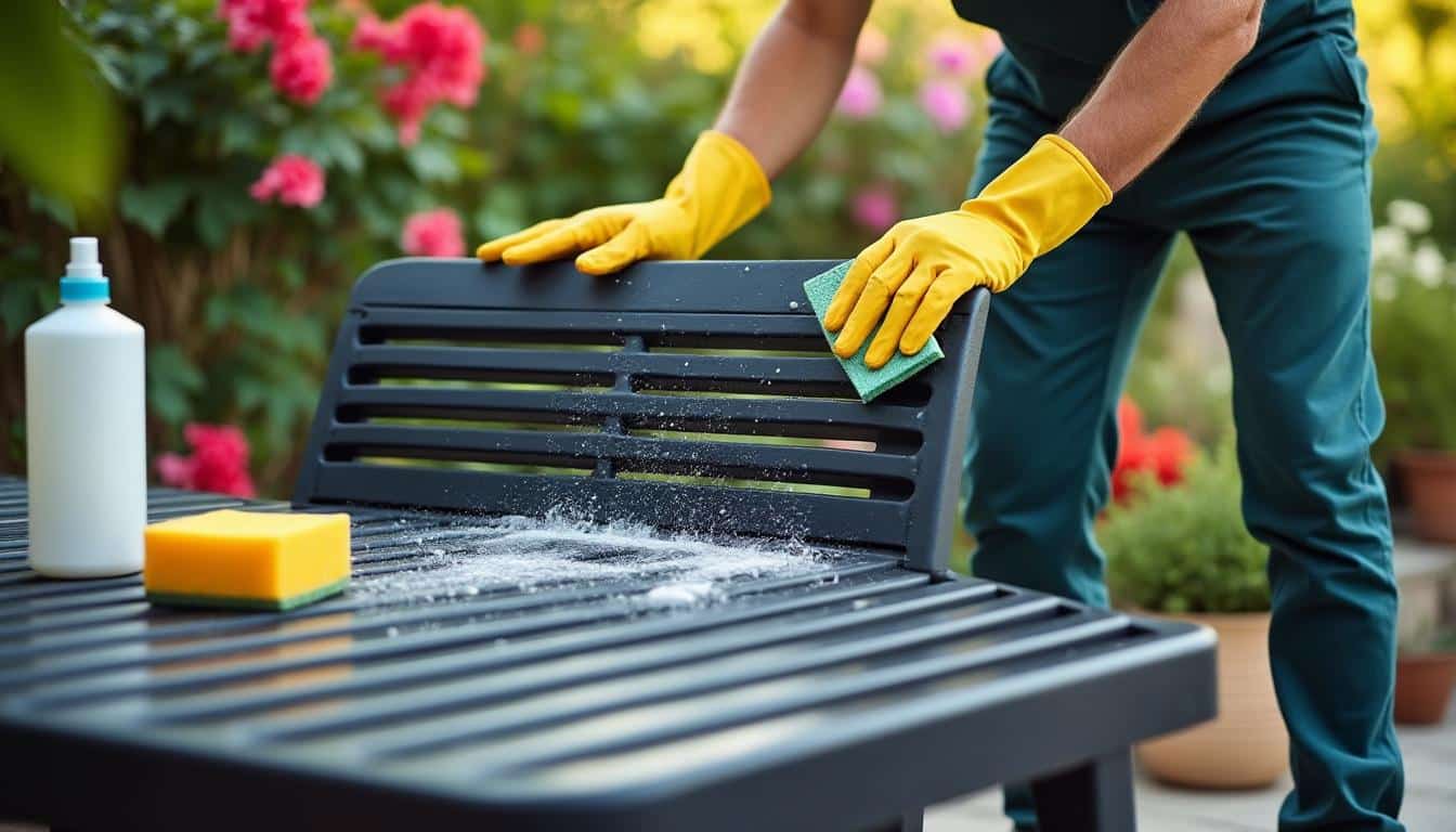 Illustration: Nettoyer un salon de jardin en plastique noir : les étapes clés pour repartir sur une base propre