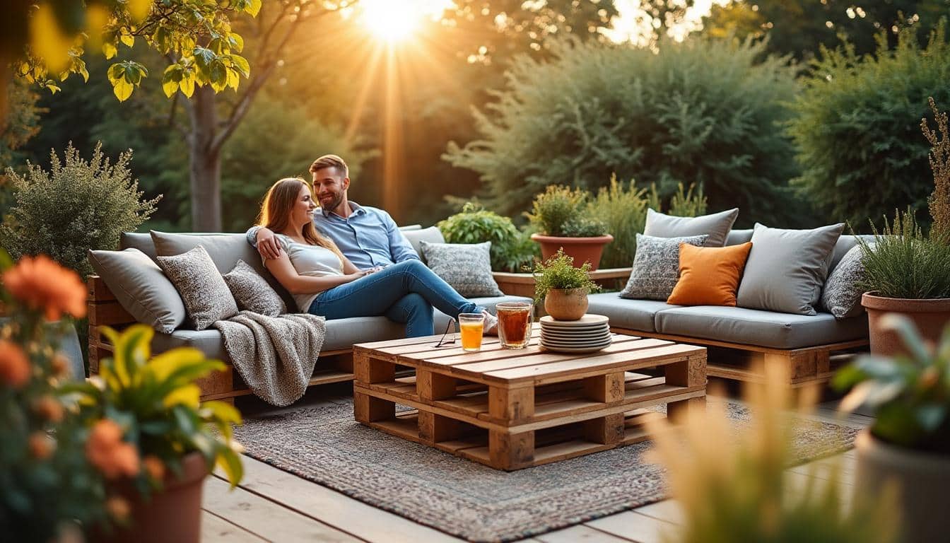 Illustration: Pourquoi choisir un plan de salon de jardin en palette pour un extérieur unique ?