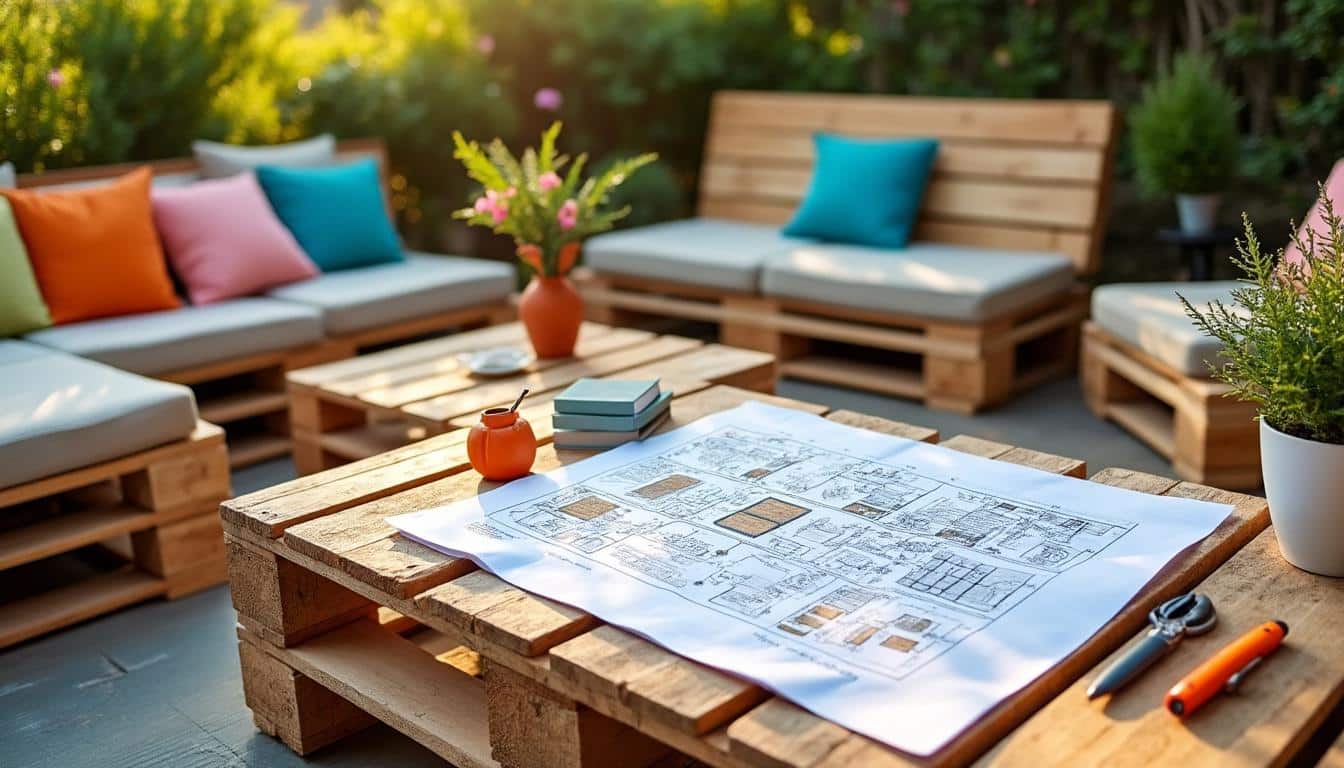 Illustration: Découvrir le concept du schéma de plan de salon de jardin en palette PDF