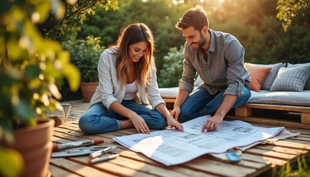 Schéma de plan de salon de jardin en palette en PDF : guide complet DIY