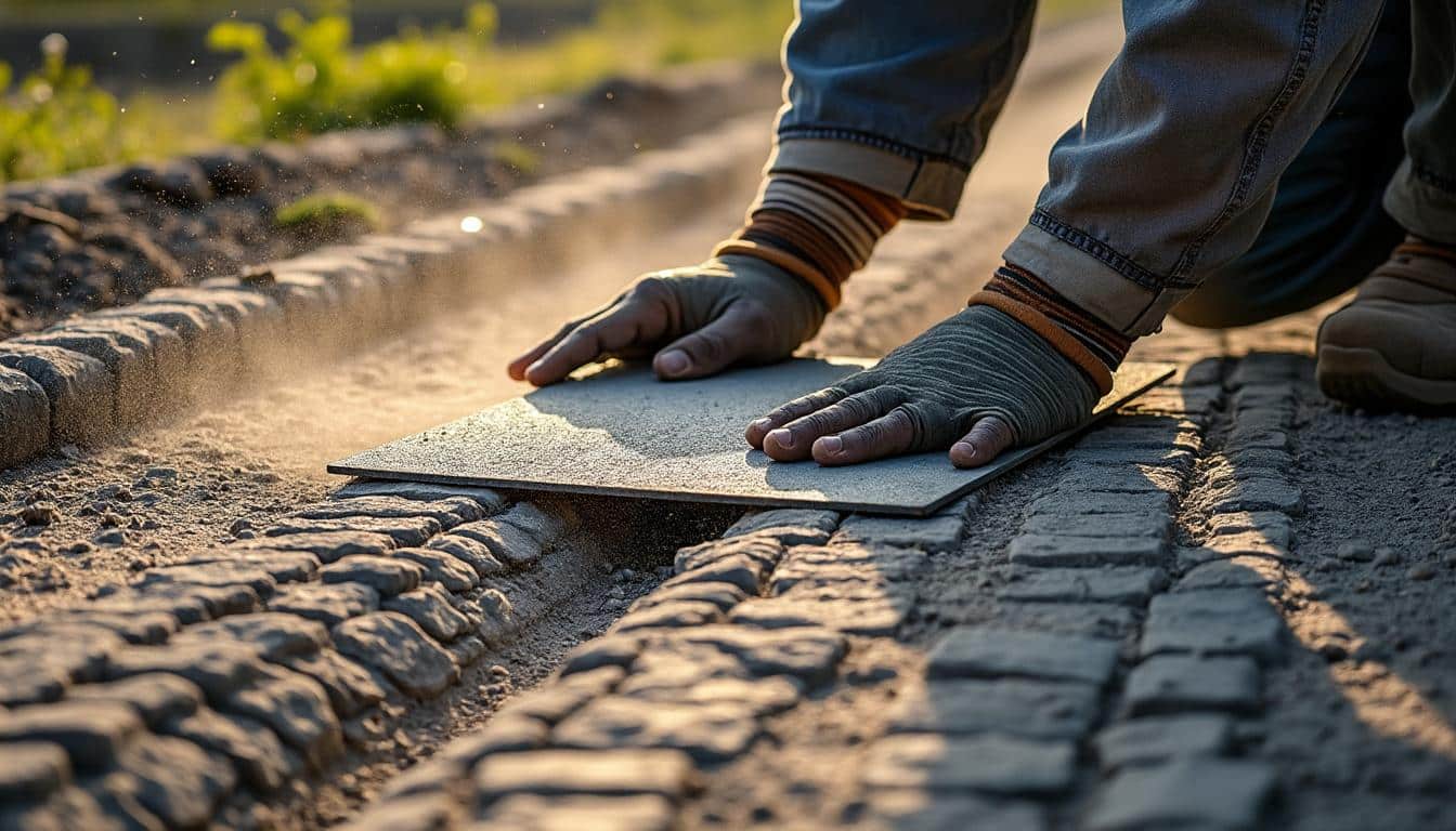 Allée en gravier : compactage efficace avec une plaque vibrante