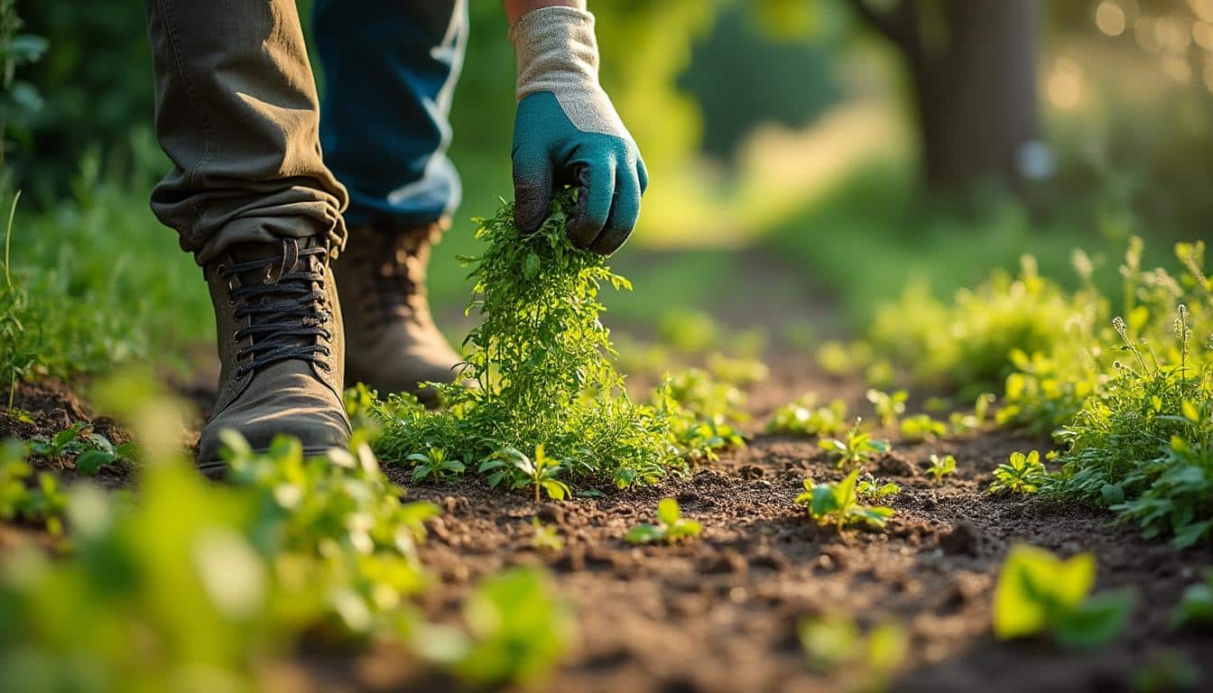 Illustration: Les méthodes manuelles pour un désherbage efficace de votre allée en gravier