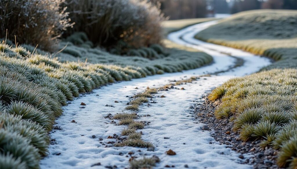 Allée en gravier : résistance hivernale au gel et conseils durables