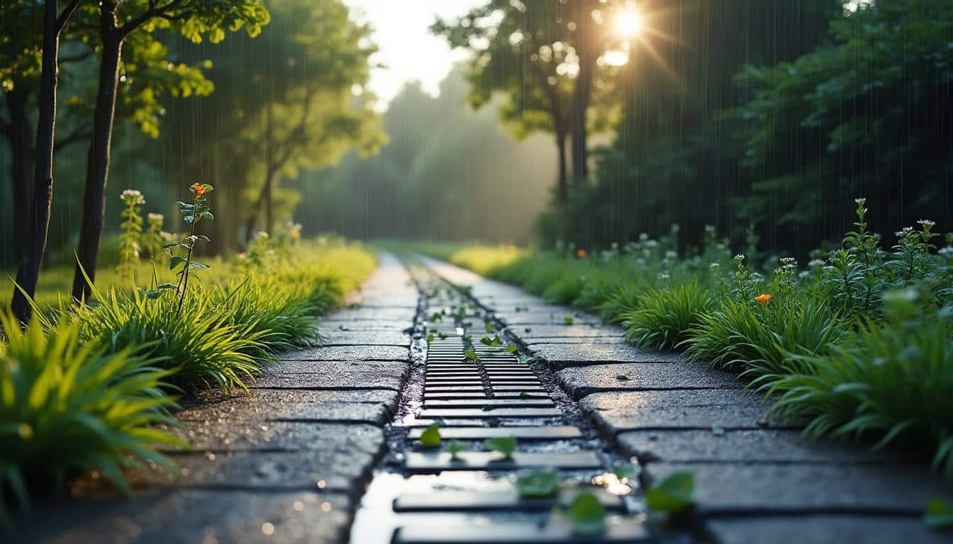 Illustration: Les solutions techniques pour limiter le ruissellement de pluie sur une allée en gravier