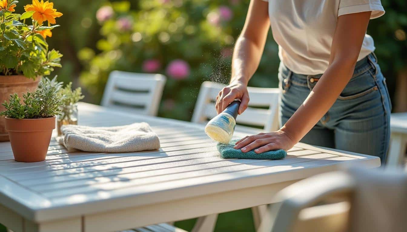 Illustration: Quand et pourquoi faut-il procéder au nettoyage du salon de jardin en PVC blanc avec du bicarbonate ?