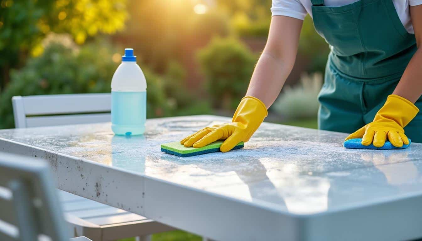 Illustration: Pourquoi est-il essentiel de bien nettoyer un salon de jardin en plastique avant toute rénovation ou entretien ?