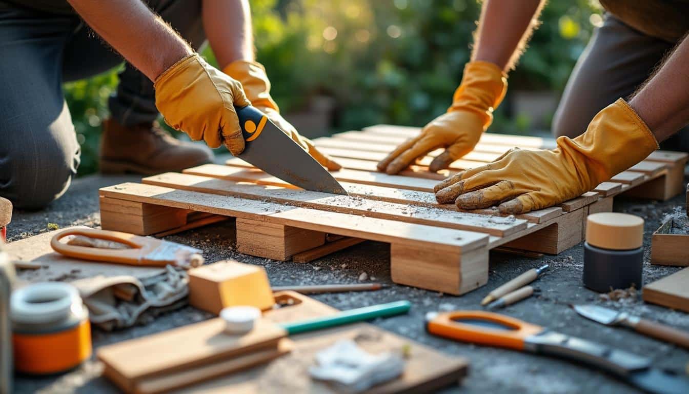 Illustration: Quels matériaux et outils préparer pour réussir votre salon de jardin en palette ?
