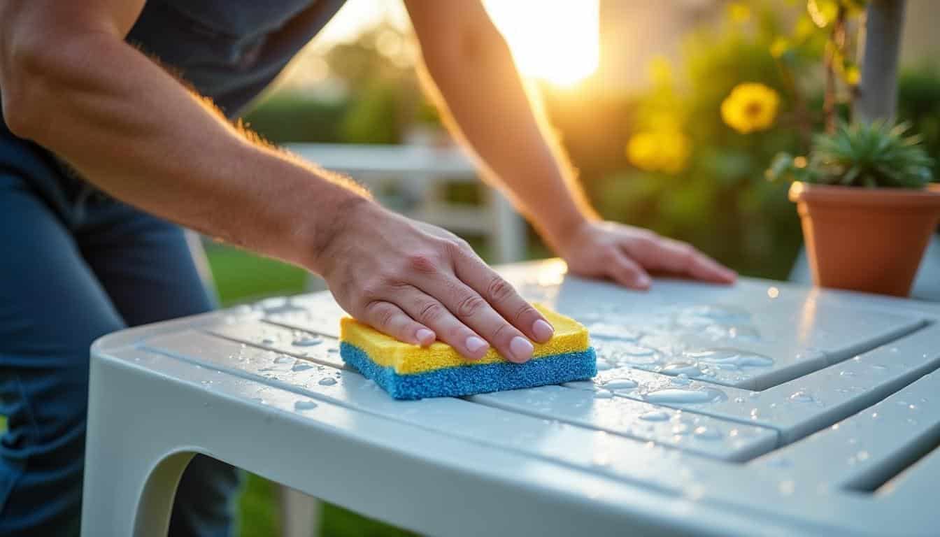 Illustration: Nettoyer en profondeur avant de rénover le plastique du salon de jardin