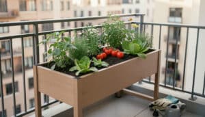 Jardinière sur pied pour balcon et petit potager